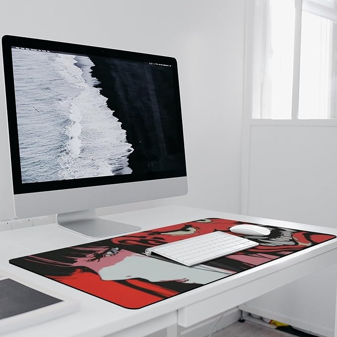 Japanese Female Samurai Anime Girl Large Mouse Pad Gaming Mousepad Keyboard Computer Pad Non-Slip Rubber Desk Mat Home Office 40x90cm
