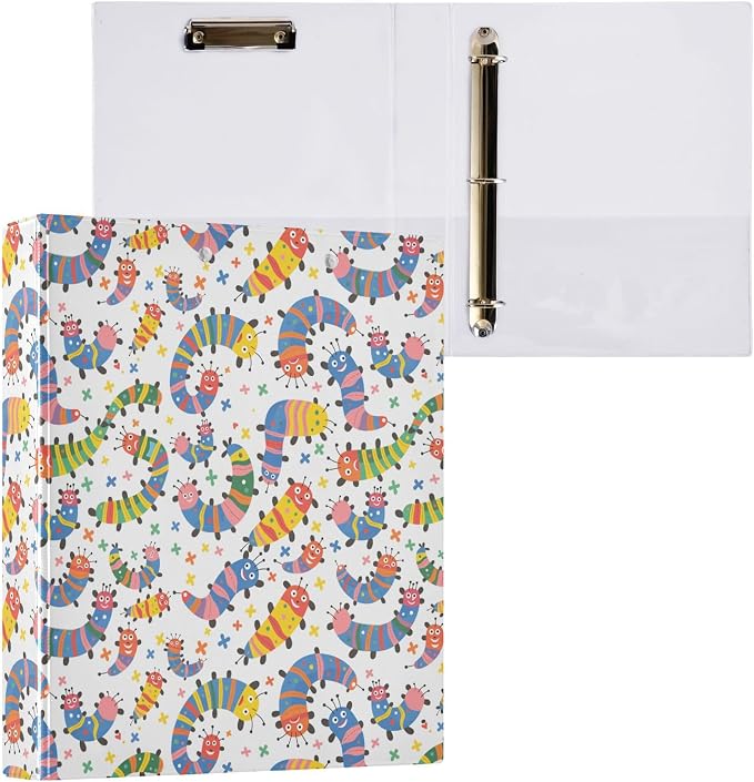 Beetle Insect Round Ring Binders 1.5 Inch Nature Bug Biology 3 Ring Clipboard Binder for Office School Work Supplies File Folder Document 200 Sheet Capacity Easy Open