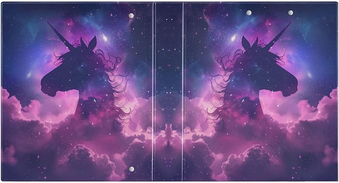 Unicorn Starry Sky 1.5 Inch 3 Round Ring Binders with Pocket Clip, Holds 200 Sheets Documents for Office Classroom Student Organization Hard d Ring Binders with Printed