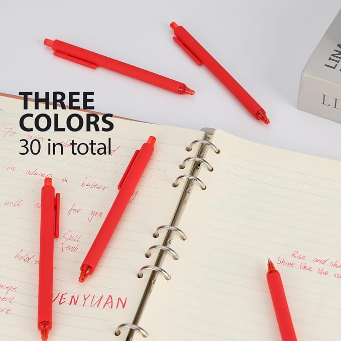 WY WENYUAN 30 Pack Red Click Ballpoint Pens, 1.0mm Medium Point
