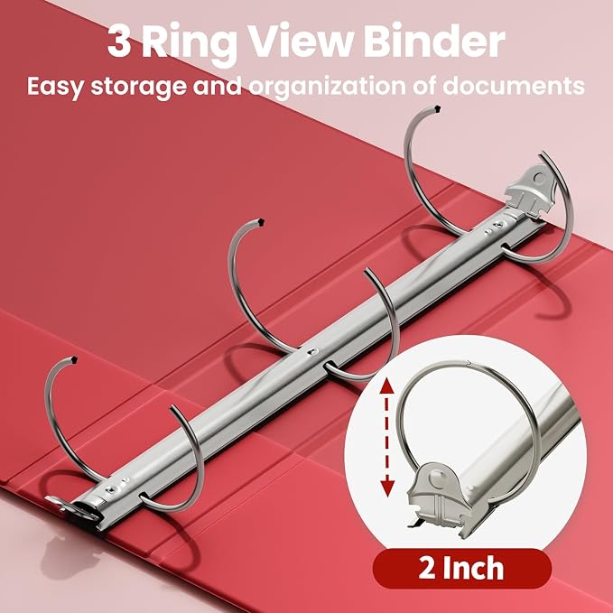 SUNEE Binders 2 Inch 3 Ring 4 Pack, 2" Classic 4-Color Binder Set (8.5x11 Inches) for Office, School or Home Supplies