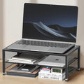 2-Tier Computer Monitor Stand Riser, Laptop Stand for Desk, Desk Organizer for Office, Home and School Supplies, Black