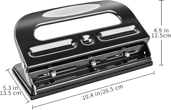 Amazon Basics Semi-Adjustable 3-Hole Punch, 30 Sheet Capacity, Black