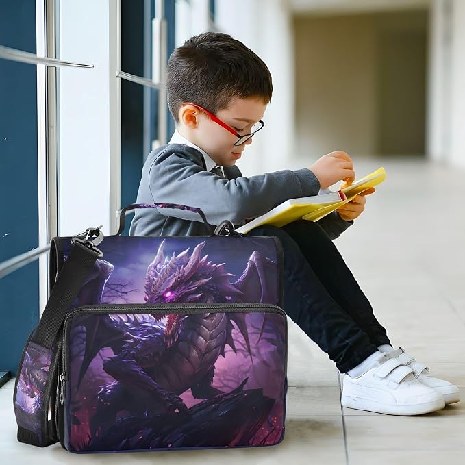 Dragon Purple 3 Ring Binder Bag 1.5 inch Binder Organizer with Zipper Shoulder Strap 500 Sheet Documents Storage for School Office