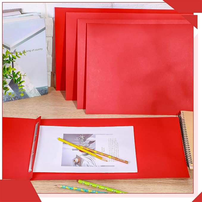 Resurhang 10 Pcs 11x17 Inch Pressboard Report Cover, 3" Capacity Presentation Binder Folder with Metal Prong Paper Fastener to Neatly Bind Reports Proposals Transcripts, Other Documents (Red)