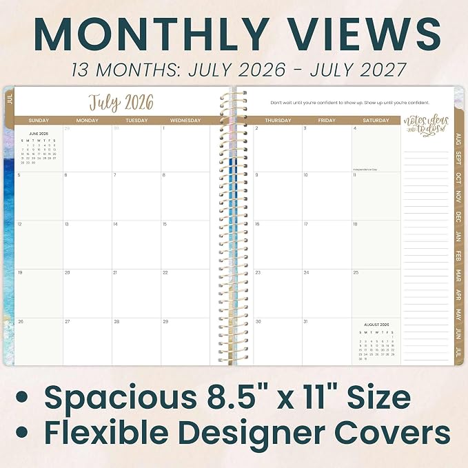 bloom daily planners 2026-2027 Planner (8.5” x 11") 13 Month Academic Year Organizer (July 2026 - July 2027) - Weekly & Monthly Agenda Book with Stickers & Tabs - Coastal Calm