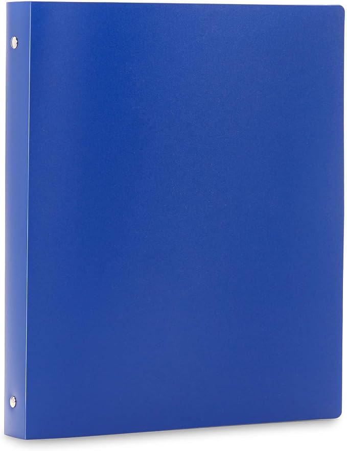Blue Summit Supplies 6 Plastic 3 Ring Binders, 1 Inch, Assorted Colors | fits letter paper, 1 in round rings, flexible poly cover, inside pocket, for school, office, and home