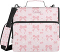 Personalized Bow Print Zipper Binder with Name | Your selected font will be printed with a matching outline to complement the bow design