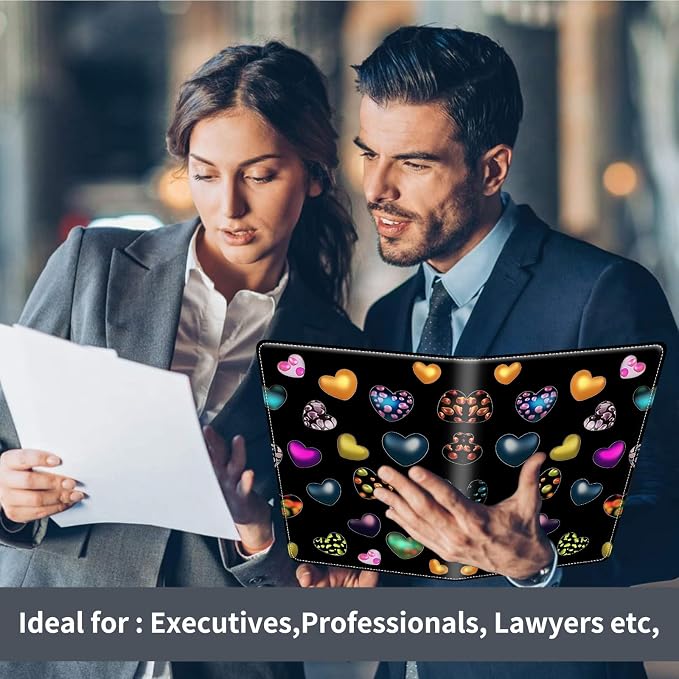 Padfolio/Portfolio Folder Clipboard,Padfolio Clipboard,Writing Portfolio Leather with Cover for Card Holder Slot Letter Size A4 for Office Conference Notepad Clip Boards,Lovely Little Loves