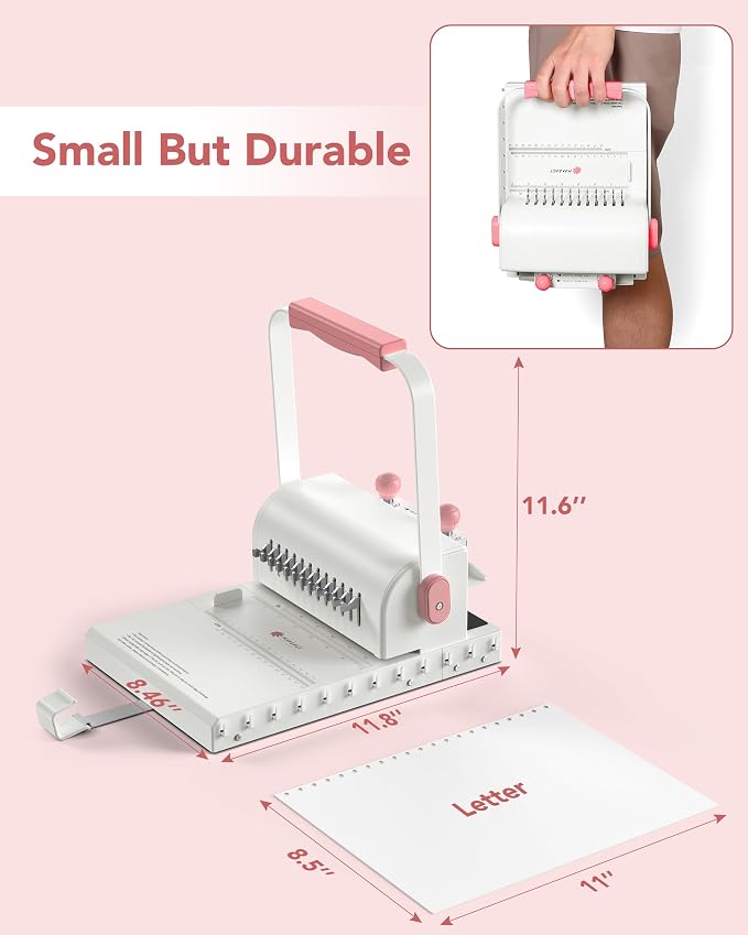 Binding Machine Hole Pitch 2:1 - Portable Book Binding Kit with 10PCS 5/8'' Binding Wires & Plier, for DIY Notebooks, Albums, Journals, and Calendars – Circle Holes, 20 Sheet Punch Capacity