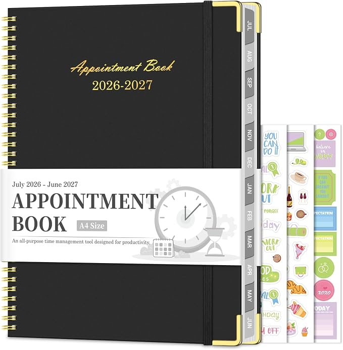 Appointment Book 2026-2027, 30-Minute Interval Hourly Planner, 8.5"×11"