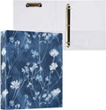 Tie-dye Blue and White Floral Binder 3 Ring 1.5 Inch Binder with Clipboard&Pockets, Hardcover Binders Heavy Duty Large File Folder for Office School Supplies - Holds 200 Sheets
