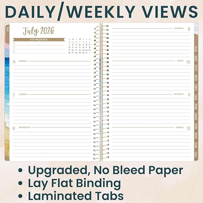 bloom daily planners 2026-2027 Planner - Academic Year (July 2026 - July 2027) Monthly & Weekly Soft Cover Planner for Women - 13 Month Calendar Agenda Book with Stickers - 5.5" x 8.25" - Coastal Calm
