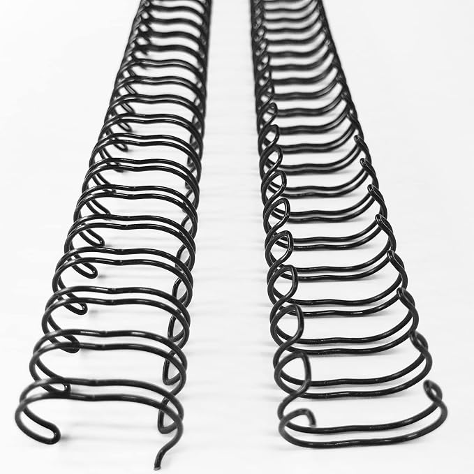 Metal Double Loop Wire Binding Spines, 9/16 Inch, 3:1 Pitch, Black 50 Pack | Wire Binding Spines for Letter Size, 32-Loop, 120 Sheet Capacity, for Reports, Manuals and Projects