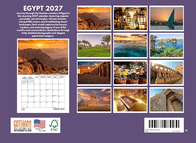 Egypt Egyptian Landmarks Calendar 2027 Monthly Wall Calender 12 Month