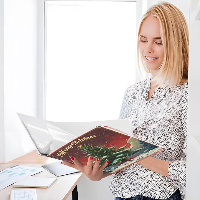 3 Ring Binder Christmas Tree Christmas 1.5 inch Binders Three Ring Binders with Clipboard Fit 8.5'' x 11'' Paper 3 Interior PVC Clear Pockets for Office Supplies