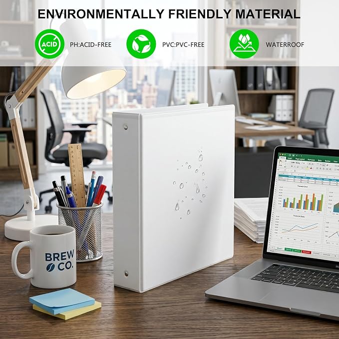 Customizable Round Ring Binder, 2 Inch 3 Ring Binder, Heavy Capacity Minimalist PVC-Free Binder with Clear View Cover, Lay-Flat Design for Extensive Document Organization at Home, School & Office