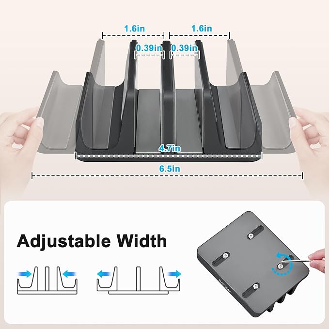 JARLINK 4-in-1 Adjustable Vertical Laptop Stand, Aluminum Holder, Black | Space-Saving Aluminum Laptop Holder, Compatible with All MacBook, Surface, Chromebook, Phone, and Gaming Laptops.