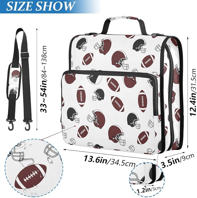 Zipper Binder Bag 3 Ring File Folder Portfolio Organizer Zippered Binder Bags with Strap Fits Laptop Women Men