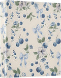 3 Ring Binder Blueberry Blue Bow 1.5 inch Binders Three Ring Binders with Clipboard Fit 8.5'' x 11'' Paper 3 Interior PVC Clear Pockets for Office Supplies