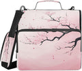 Pink Cherry Blossom 3 D Ring 2 inch Zipper Binder Bag with Strap | Multi-Pocket Portfolio Organizer Case for 13 Inch Laptop Middle School