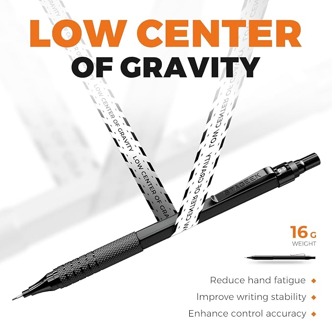 STAGEEK 35PCS Mechanical Pencil Set, 0.5 0.7 0.9 2.0mm Drawing Pencils | 384PCS Lead Refills (6B 4B 2B HB 2H 4H Colors),Sharpener, Erasers,Technical Drawing Kit for Writing, Sketching and Drafting
