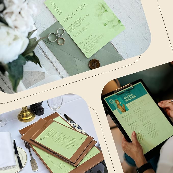 50 Sheets Green Parchment Cardstock 8.5x11,65lb Light Green Card Stock | Goefun 180 GSM Parchment Cardstock Paper Sheets for Printing, Invitations, Menus, Crafts