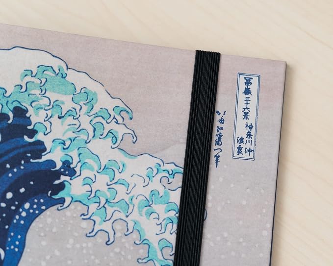 Kokonote Hokusai 2 Ring Binder - A4 - 10.6 x 12.6 inches - 27 x 32 cm - 2 Rings - Japanese Gifts | A4 Folder with Elastic closure, School Folders for Paperwork A4, Back to School Supplies | The Great Wave off Kanagawa