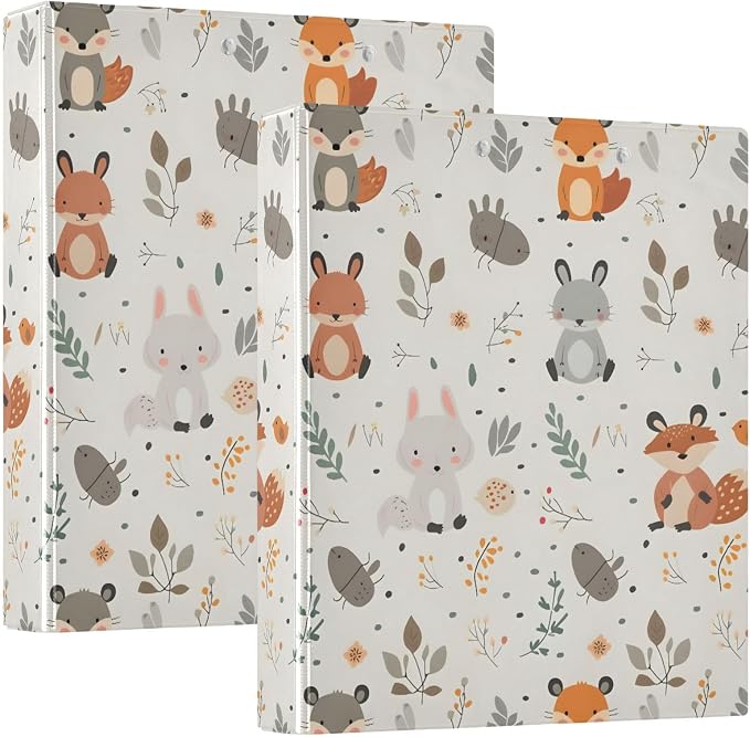 3 Ring Binder, Forest Fox Animals File Folder Holds 200 Sheets File Storage for Women Men School Office Supplie