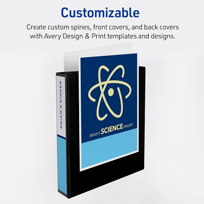 Avery Heavy-Duty View 3 Ring Binders, 1.5", 4 Assorted Dark Binders | For Heavy School, Home and Office Use, DuraHinge Tear-Resistant Spine, DuraEdge Split-Resistant Sides, Interior Pockets