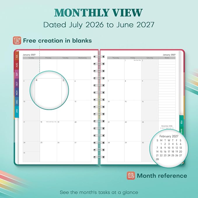 Planner 2026-2027 Weekly & Monthly Academic Planner, 6" x 8.3"