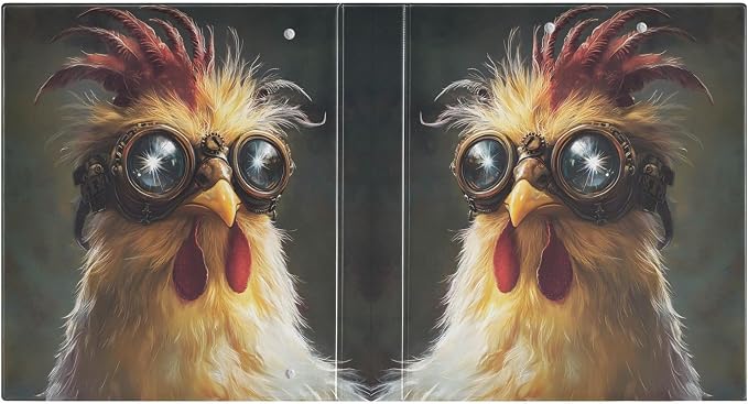 3 Ring Binder Funny Rooster 1.5" Round Ring Binders View Binder with 200 Sheet for Women Men Office Kids School Supplies, 1 Pack