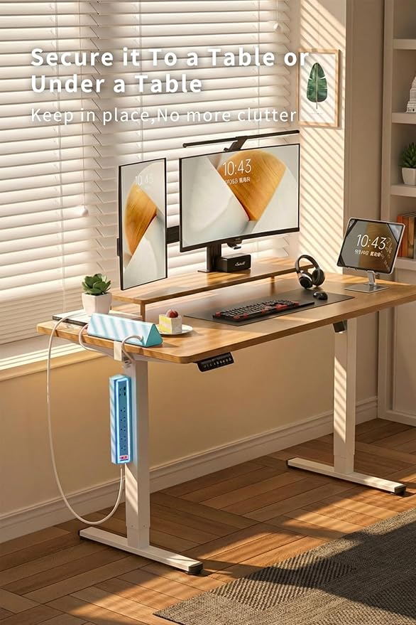 Desk Clamp Power Strip with Nightlight, 40W Fast Charging, 6FT Extension Cord, 4x20W USB-C & 2 USB Ports, 5 AC Outlets, Fits 1.69-Inch Table Edges