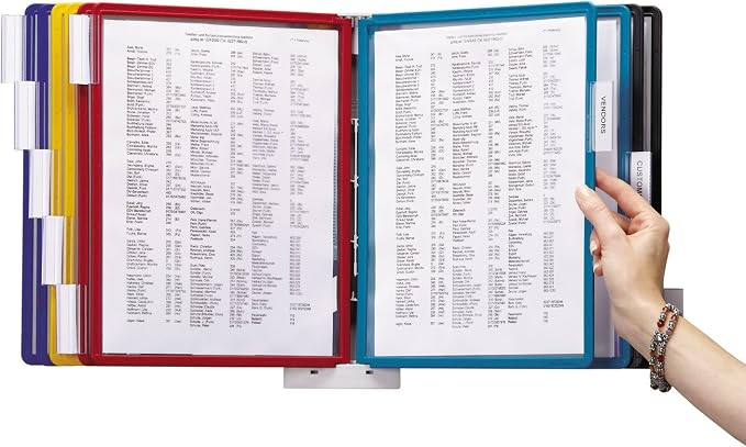 Durable Wall Mounted Reference System, 10 Double-Sided Panels, Letter-Size, Assorted Colors, SHERPA Design (554100)