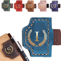 Personalized Mark Bookmark with Pen Holder, Leather Magnetic Book Marker 26 Letters,Custom Initials Page Marks, Gifts for Book Lovers Readers Men Women (Blue, I)