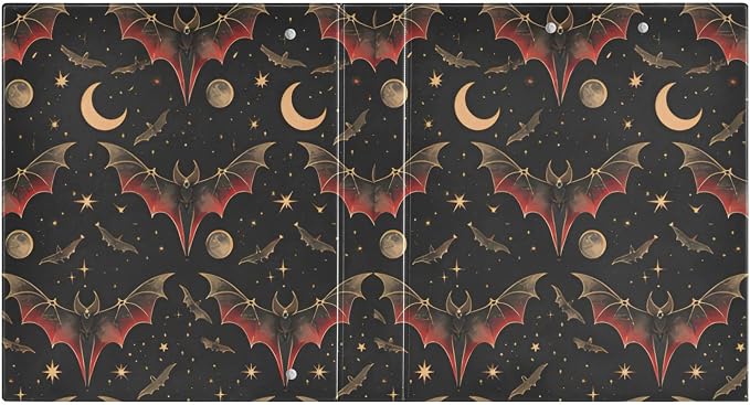 3 Ring Binder, Bat Crescent Star File Folder Holds 200 Sheets File Storage for Women Men School Office Supplie