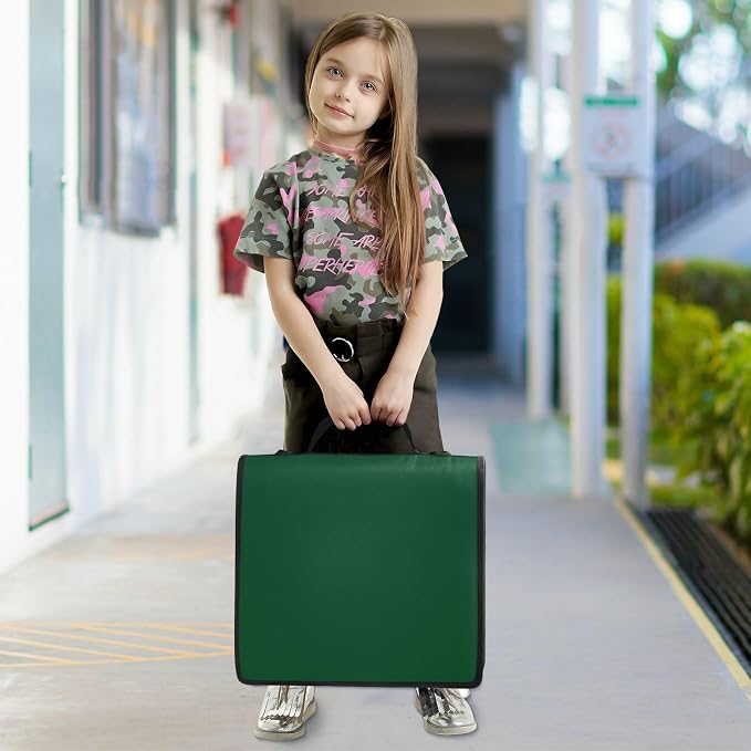 Aslsiy Zipper Binder 1.5 inch Forest Green Girls Boys 3-Ring Binder with Shoulder Strap Binders Organizer for School Office Supplies