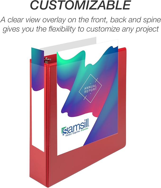 Samsill Durable 2 inch 3 Ring Binder, D Ring Binder, 100% Recycled Chipboard, Red