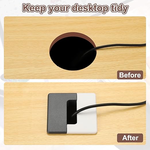 PATIKIL 2.8inch Desk Grommet, 6Pcs Cable Grommet Wire Management Cable Hole Cover Cord Organizer for Office Home Table Countertop, Black/Red Black/White Black/Silver