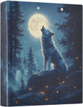 3 Ring Binder Wolf Moon Galaxy Winter Forest a 1.5 inch Binders Three Ring Binders with Clipboard Fit 8.5'' x 11'' Paper 3 Interior PVC Clear Pockets for Office Supplies