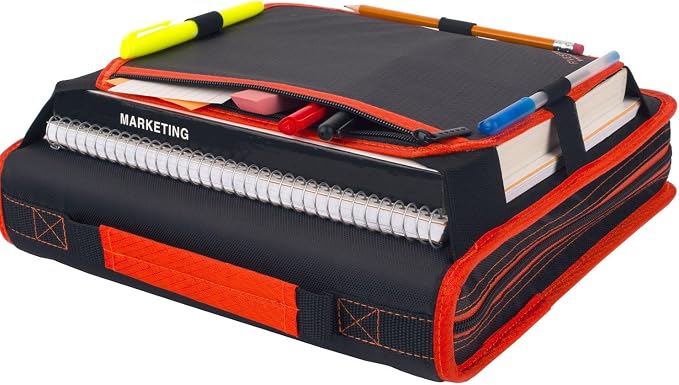 Five Star Zipper Binder, 2 Inch 3-Ring Binder with Round Rings, Expansion Panel and 5-Tab Expanding File, 580 Sheet Capacity, Red/Black (29052CE8) (Pack of 6)