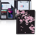 Padfolio/Portfolio Folder Clipboard,Padfolio Clipboard,Writing Portfolio Leather with Cover for Card Holder Slot Letter Size A4 for Office Conference Notepad Clip Boards,Cherry Blossoms