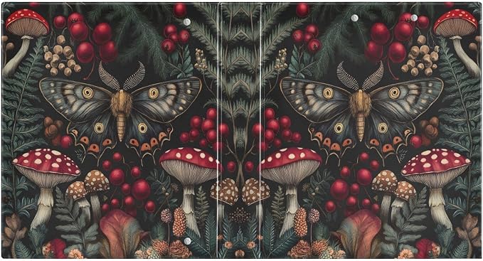 3 Ring Binder Moth Mushroom Fern 1.5" Round Ring Binders View Binder with 200 Sheet for Kids School Supplies Women Men Office, 1 Pack