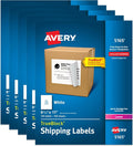 Avery Full-Sheet Printable Shipping Labels, 8.5" x 11" Customizable Stickers, White, 500 Blank Mailing Labels, Great for Mailing, Shipping, Organizing, and More (5-Pack of 5165)