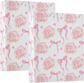 Flower Ribbons Bows Pink 1.5 Inch Binders 3 Ring for Letter Size Holds 200 Sheets Notebook Binder with Clipboard for Women or Men