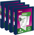 Avery Durable View 3 Ring Binders, 1" Slant Rings, 4 Blue Binders | For Daily School, Home and Office Use, DuraHinge Tear-Resistant Spine, DuraEdge Split-Resistant Edges, Clear View Overlays