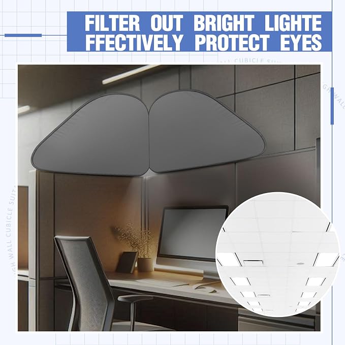Foldable Office Cubicle and Desk Shade, Portable 27.5 Inch Cubicle Shade Canopy for Light Sensitive Workers, Block Light and Airflow, for Working Partitions Corner Privacy Accessories(Gray)