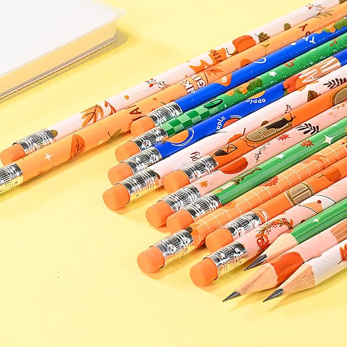 192pcs Thanksgiving Pencils with Eraser Wood Pencils Bulk for Thanksgiving Office Supply (Thanksgiving, 192)