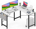 Corner Desk, L Shaped Gaming Desk with Storage Pocket and CPU Stand, White | 50 Inch Work Desk for Home Office, Small Corner Study Writing Table with Sturdy Metal Frame, Writing Workstation for Bedroom