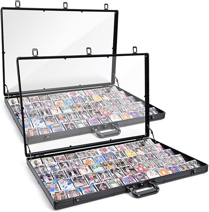2 Pcs Trade Show Display Case – 34"x22" Large Tabletop Showcase | Aluminum, Locking, for Trading Cards, Sports Cards, TCG, Jewelry – Lightweight & Portable for Exhibitions and Collectibles